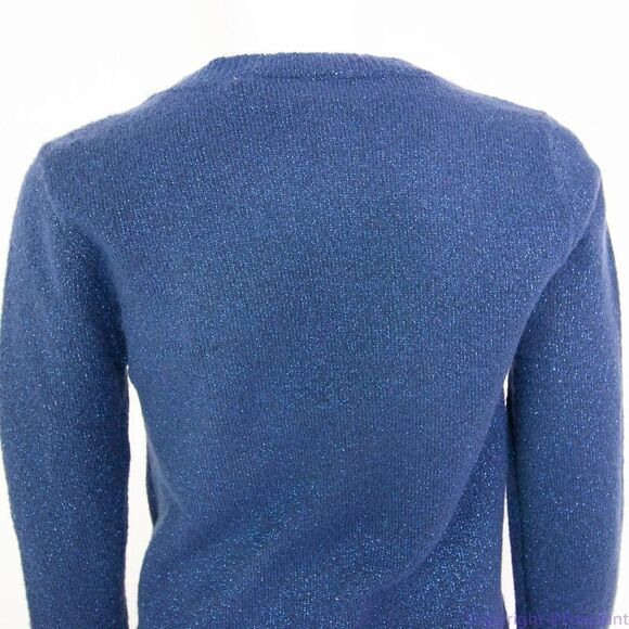 Children's Place shimmering metallic thread sequin swan navy blue sweater, L - Picture 12 of 16